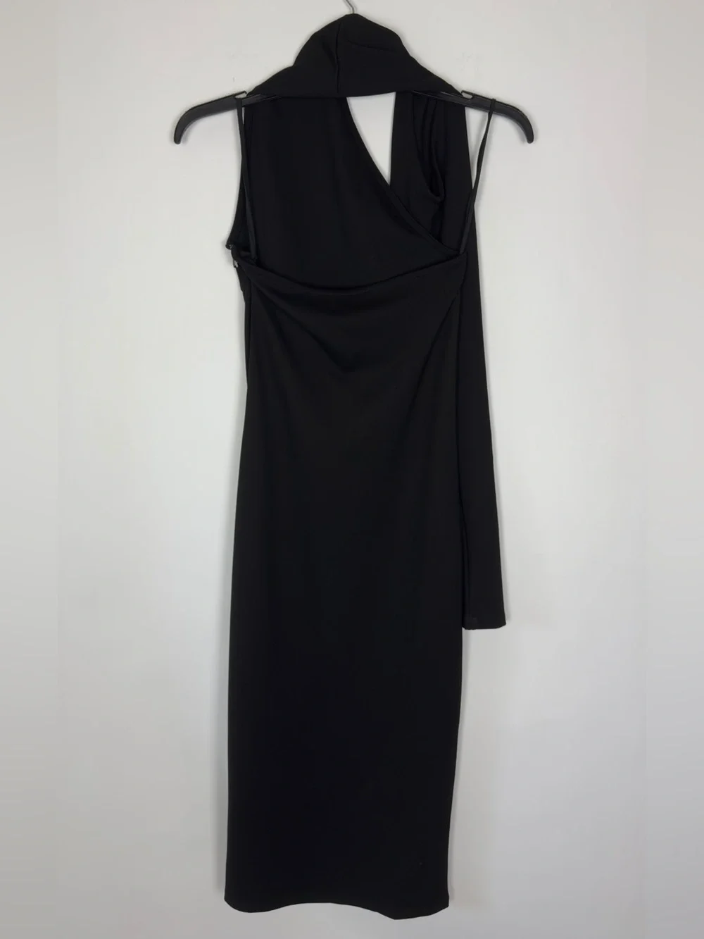 Marcella NYC Manhatten One Shoulder Midi Dress European Ponte Open Back Halter S - Picture 10 of 15